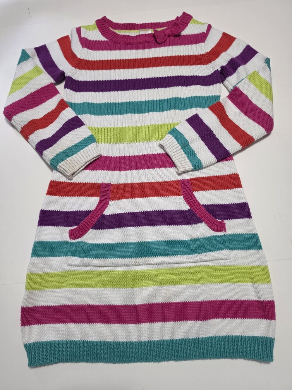 Gymboree Girls Multicolor Rainbow Striped Cotton Sweater Dress Sz 10